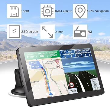 GPS Navigation for Car, 2026 Map 9 inch Touch Screen Car GPS 256-16GB, Voice Turn Direction Guidance, Support Speed and Red Light Warning, Pre-Installed North America Lifetime map Free Update