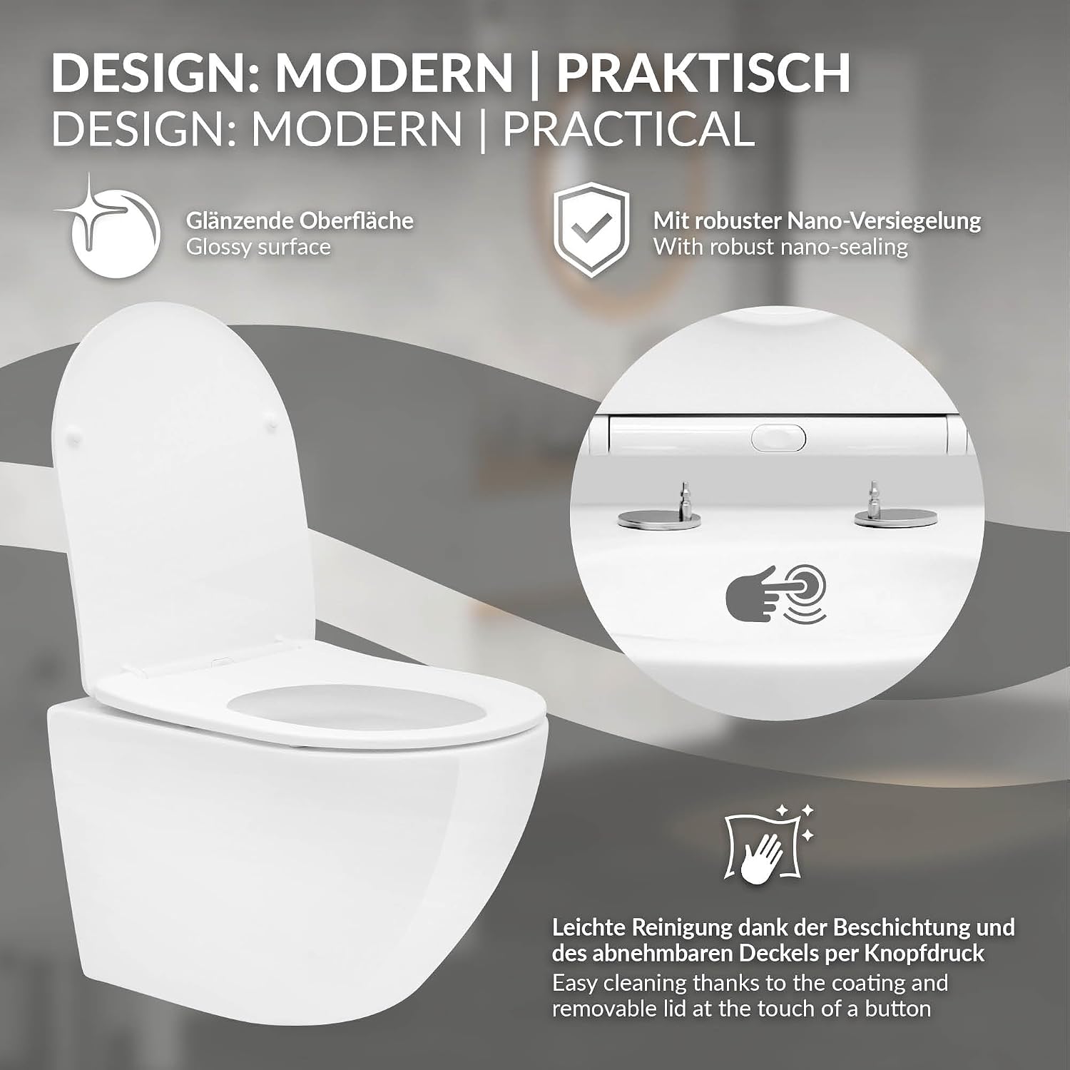 WC suspendu design moderne ECD Germany - vue générale