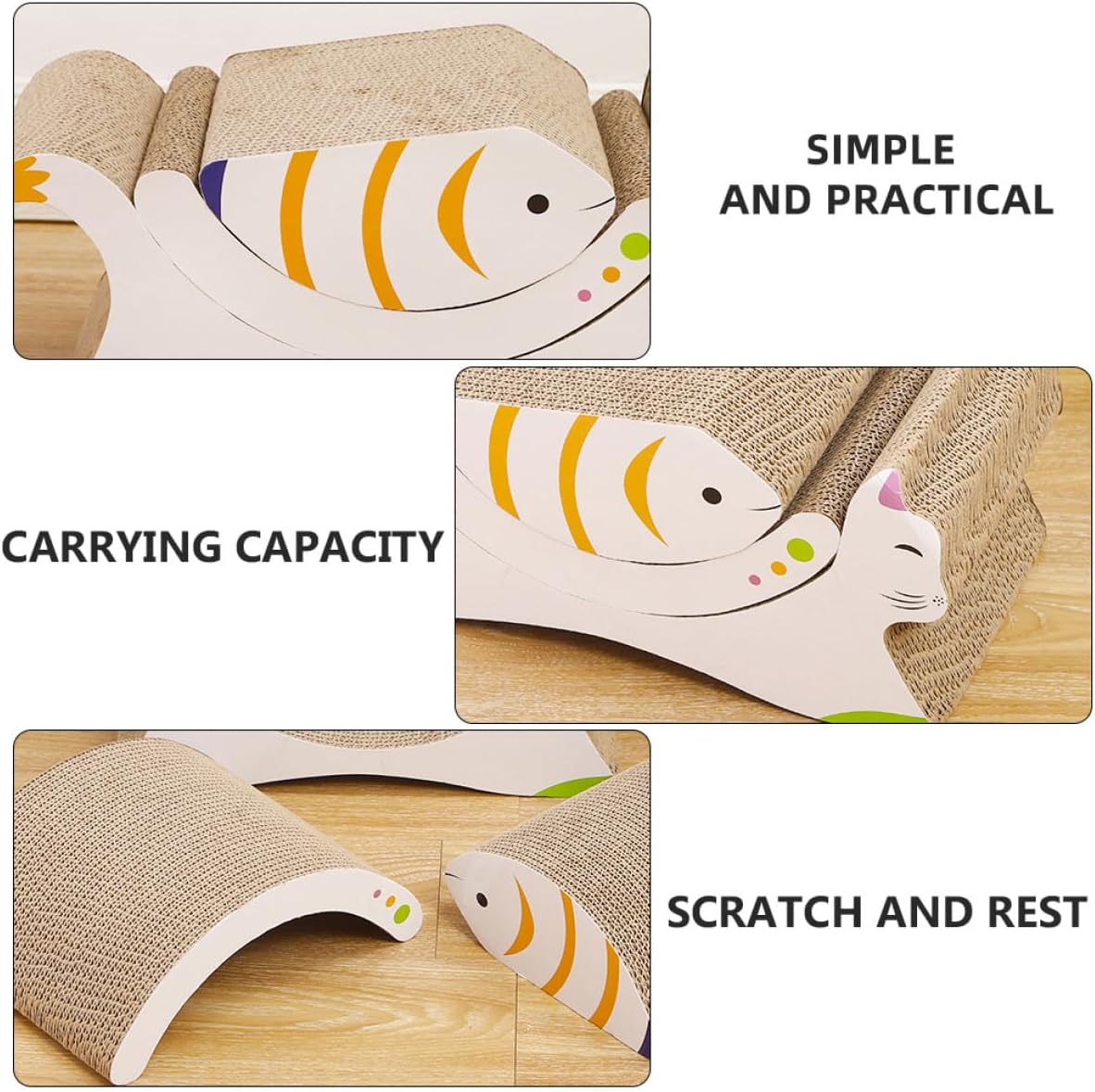 Cat Scratching Lounge Set with 3pcs Corrugated Cardboard Scratcher Pads for Indoor Cats and Kittens Sturdy Chewing and Scratching