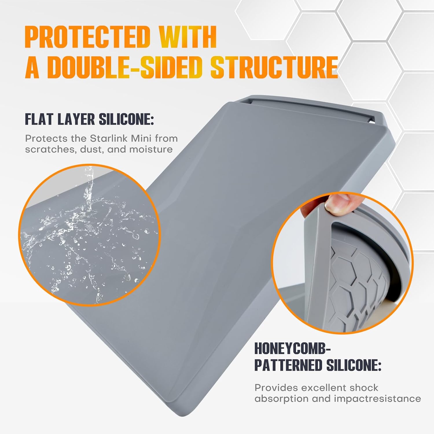 Starlink Mini Protective Cover Case – Waterproof Scratch-Resistant Silicone Protector for Starlink Mini Dish & RV Use (Gray)