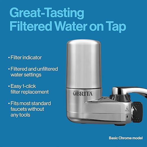 Vista 20 de Brita Sistema de filtro de agua para montaje en grifo, cromo, filtración sin espera, fácil instalación, filtro de agua multiusos para cocinas, baños