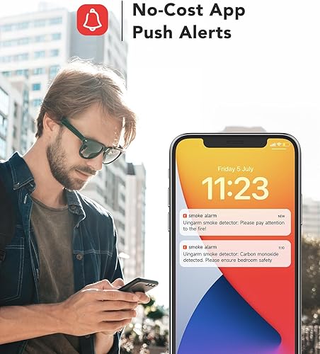 Miniatura 3 de Detector de humo inteligente, alarma de incendios, Uingarm, detector de humo Wi-Fi con aplicación, alarmas de humo inalámbricas Bluetooth con