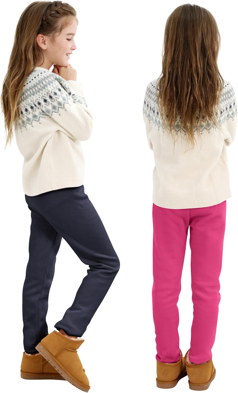 Resinta 4 Pack Girls Winter Warm Fleece Lined Leggings Thick Thermal Tights Pants Soft Stretchy Leggings - Image 7