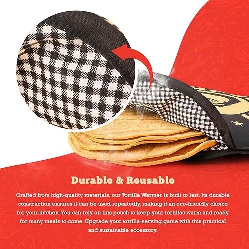 Miniatura 5 de Trejo's Tacos Calentador de tortillas, bolsa de tela para microondas para máxima calidez, bolsa de tela aislada que mantiene tus tortillas, panes,