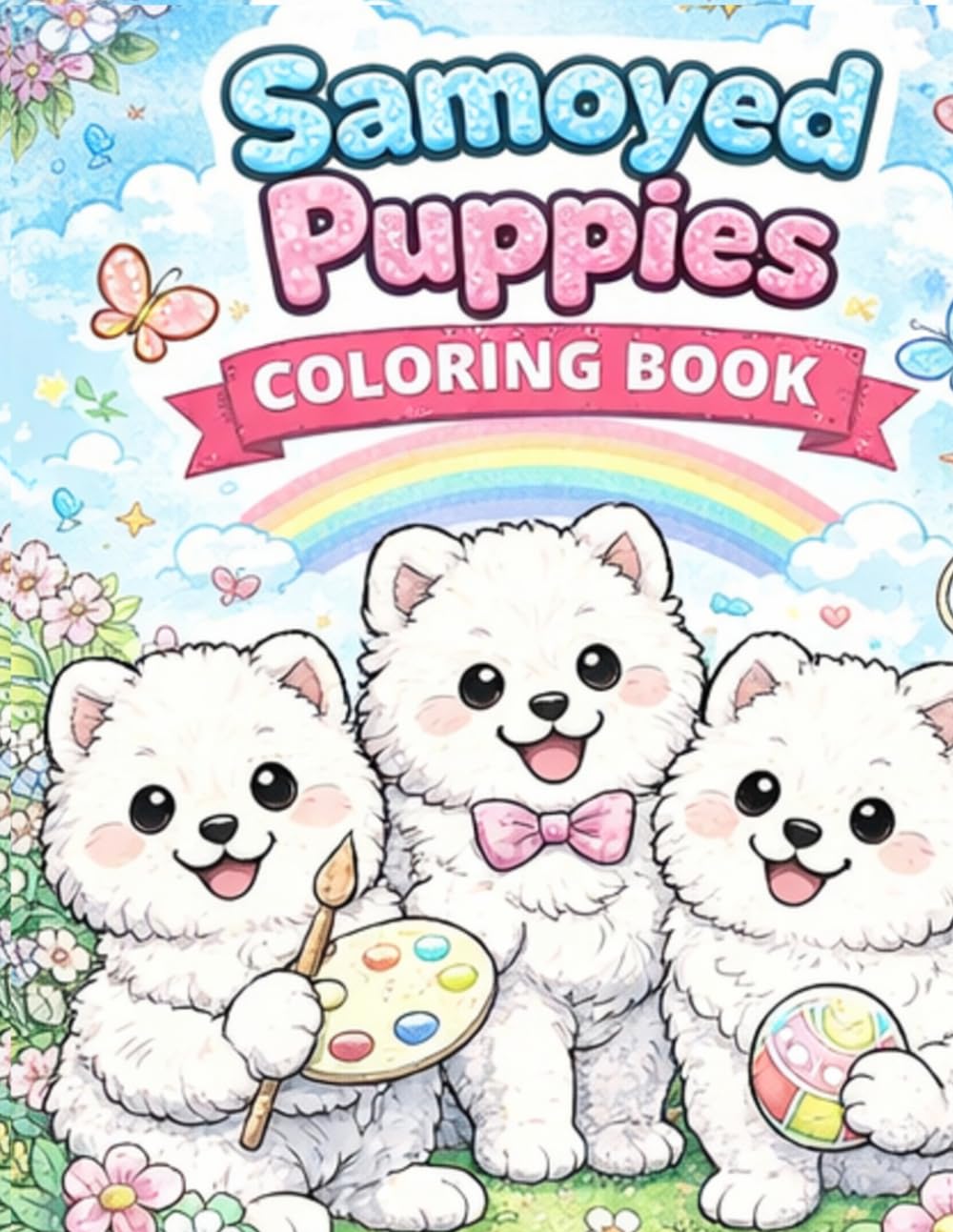 Cute Samoyed Coloring Book for Kids: Adorable Fluffy Samoyed Puppies to Color – Fun and Easy Dog Coloring Pages for Kids | Perfect Gift for Dog Lovers