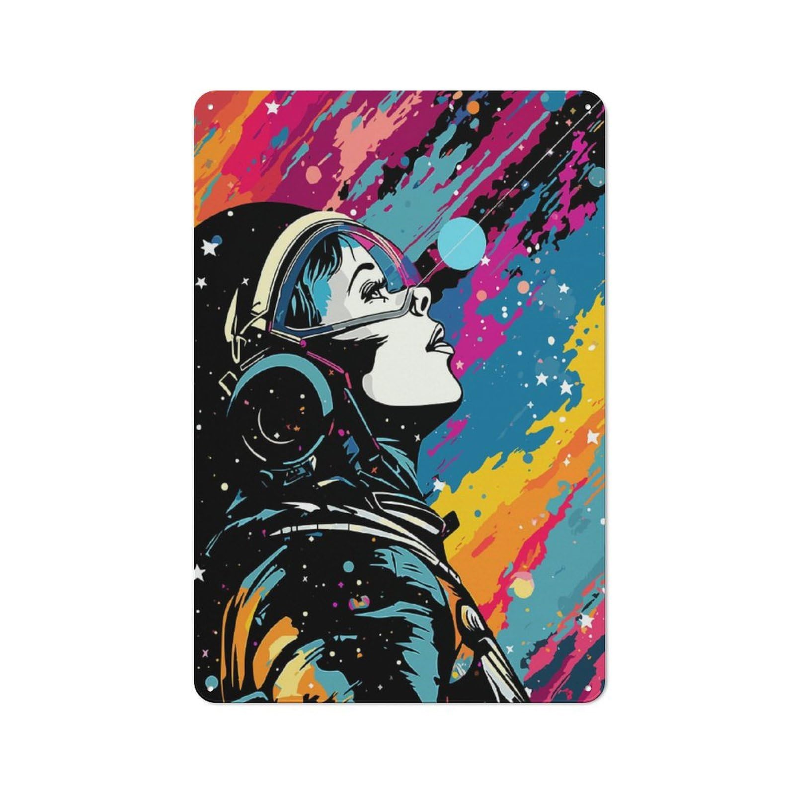 Junmoney Space Collage Pop Art Shed Style Shed Metal Sign 30X20cm, Shed Wall Decor For Shed, Garden Room, Porch Or Garage