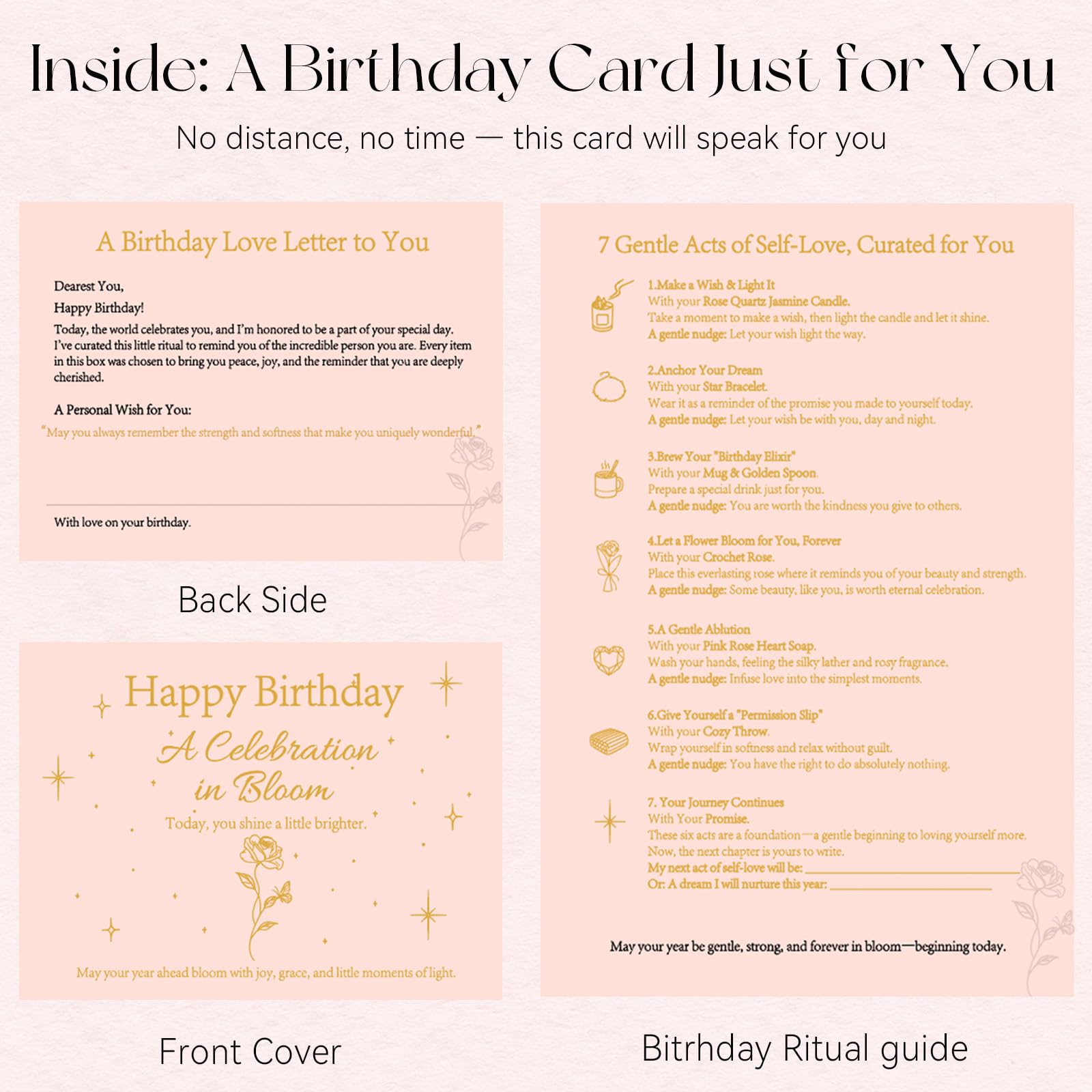 Candeldo Cesta de regalo de cumpleaños para mujer: caja de regalo de feliz cumpleaños, ideas para mejores amigas, regalo único rosa para el cuidado personal para la mujer, mamá, hermana que merece un