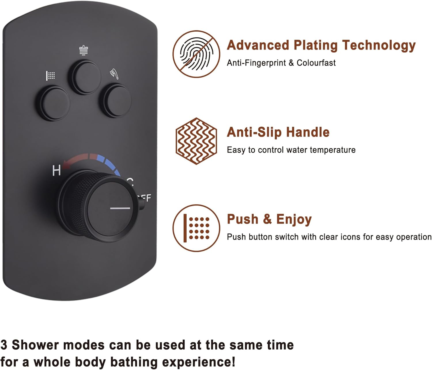 MONDAWE 12 Inch Ceiling Mounted Black Shower System, Dual Rainfall Shower Head & High Pressure Handheld Spray Combo, 3-Function Luxury Shower Faucet Set for Bathroom, All Functions Work Simultaneously