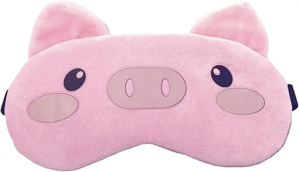 Máscaras de Dormir Relaxante para os Olhos com Gel Térmico para Compressa Fria e Quente Reduz Olheiras Gatinho Rosa Laço Cansaço (Porquinho 13-Rosa)