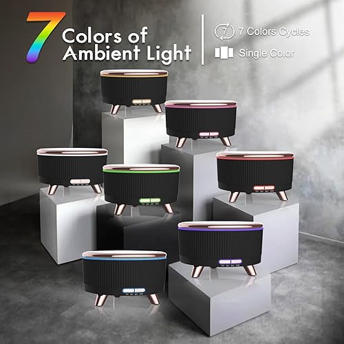 Miniatura 4 de Difusores de aceite esencial para el hogar de 16.9 fl oz, difusores de aromaterapia para aceites esenciales, habitación grande con RC, 7 luces de