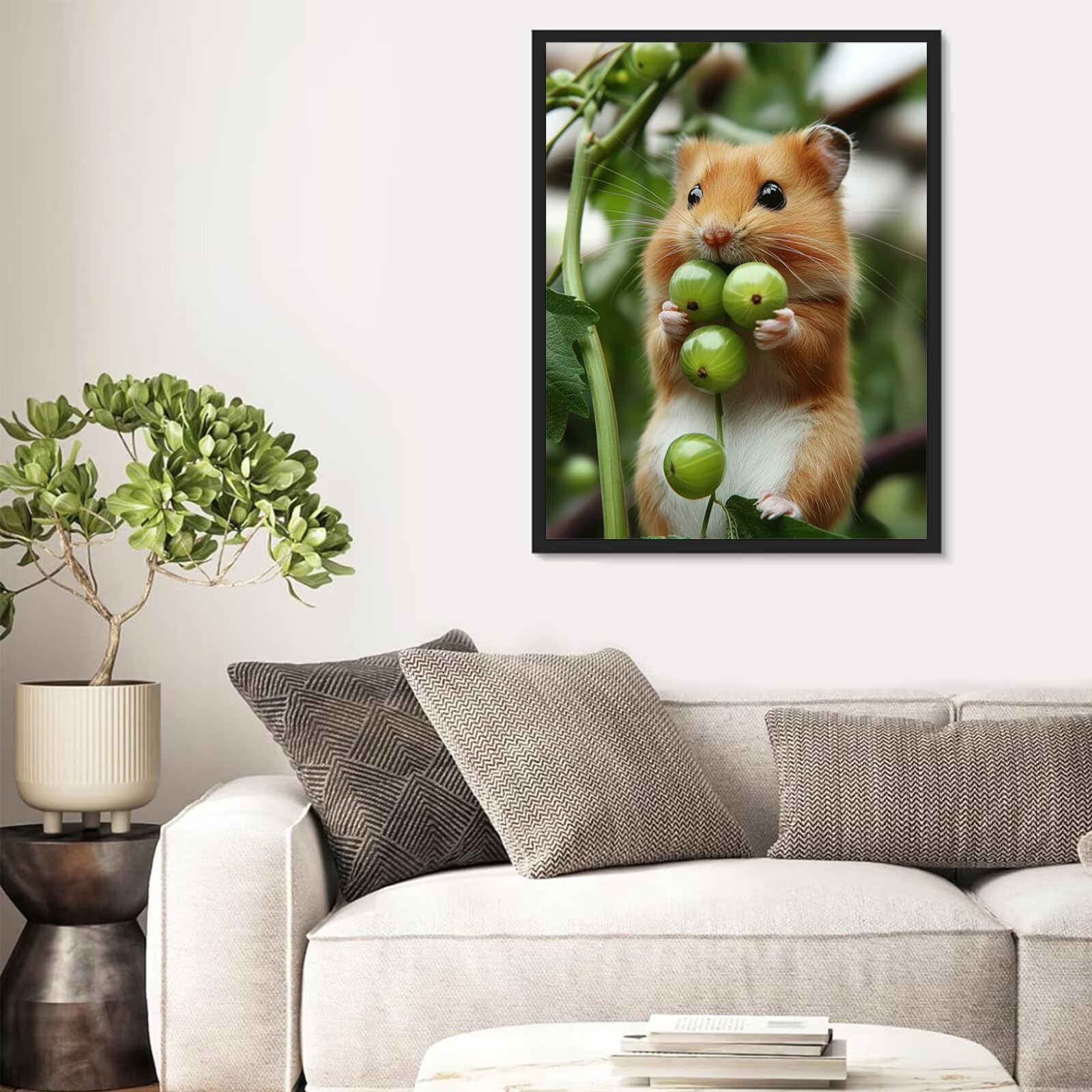 Malowanie według numerów dla dorosłych chomika, zwierzę malowanie po numerach 90x120 cm płótno bez ramy, 1 szt. DIY malowanie według liczb z 3 pędzlami i pigmentem akrylowym, obrazy do dekoracji