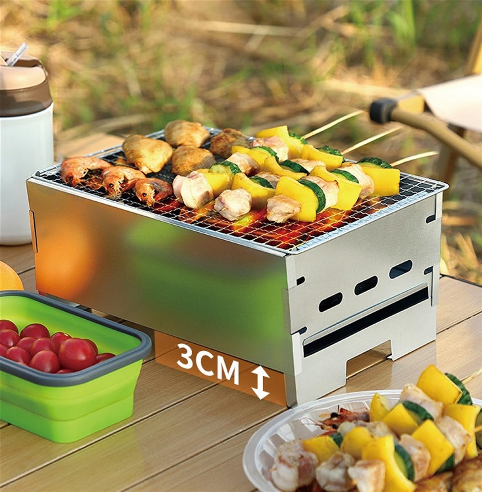 Asador de Carbón Parrilla De Carbón Portátil, Mesa Para Barbacoa Hierro, Para Senderismo Al Aire Libre, Picnic, Camping, Playa Exterior Camping Picnic