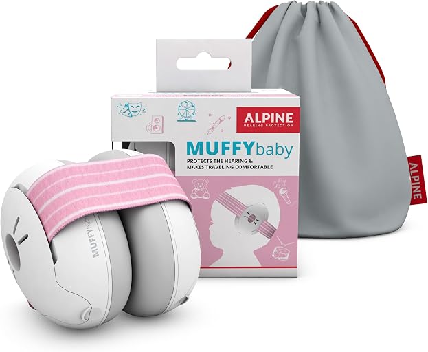 Alpine Muffy Baby Ear Protection for Babies and Toddlers up to 36 Months - CE & ANSI Certified - Noise Reduction Earmuffs - Comfortable Baby Headphones Against Hearing Damage & Improves Sleep - Pink