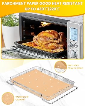 Breville BOV900BSS Smart Oven Air Fryer Pro Convection Compatible Air Fryer Liners 154 Sheets Parchment Paper 50 Sheets Perforated Liners Teflon Baking Mat Accessories for BOV900 Series