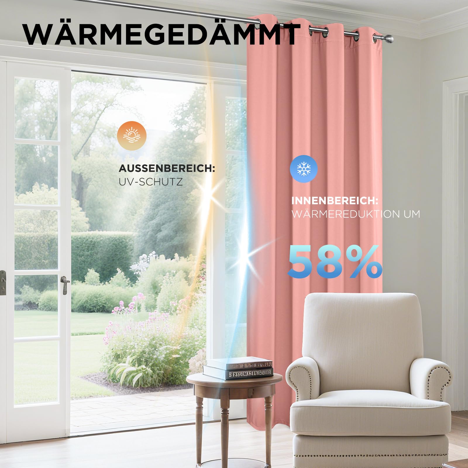 Joydeco Blickdichte Vorhänge mit Ösen Gardinen 2er Set – Bild 5