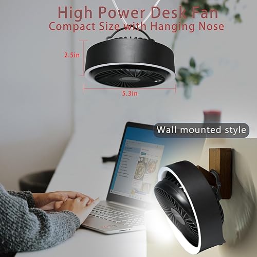 Miniatura 6 de Ventilador pequeño, ventilador de escritorio silencioso de alta potencia, ventilador USB portátil de 3000 mAh, batería recargable, 3 velocidades de