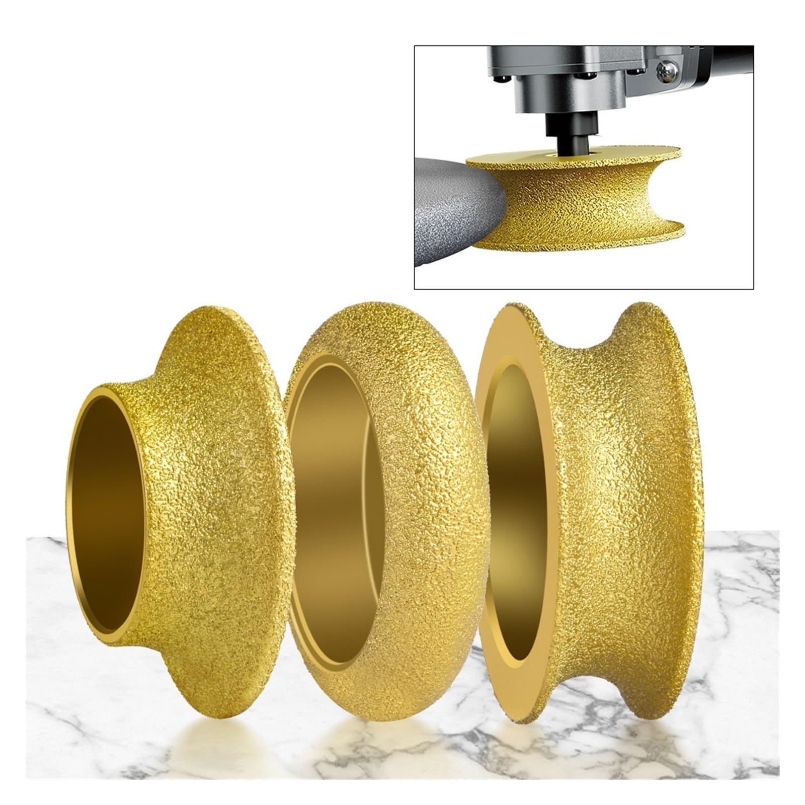 Schleifscheibe für Kantenprofile 1 STÜCK Gelötete Steinkantenschleifscheibe Diamant Römisches Rad Schleifscheibe Fliesen Marmor Nuten und Kantenschleifwerkzeuge(Circular Edge 20mm)