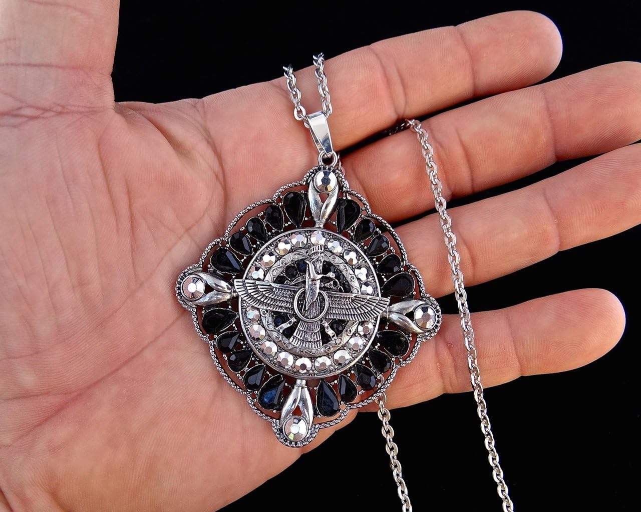 Crystal Farvahar Necklace Persian Art Iran Zoroastrian Gift Iranian Faravahar