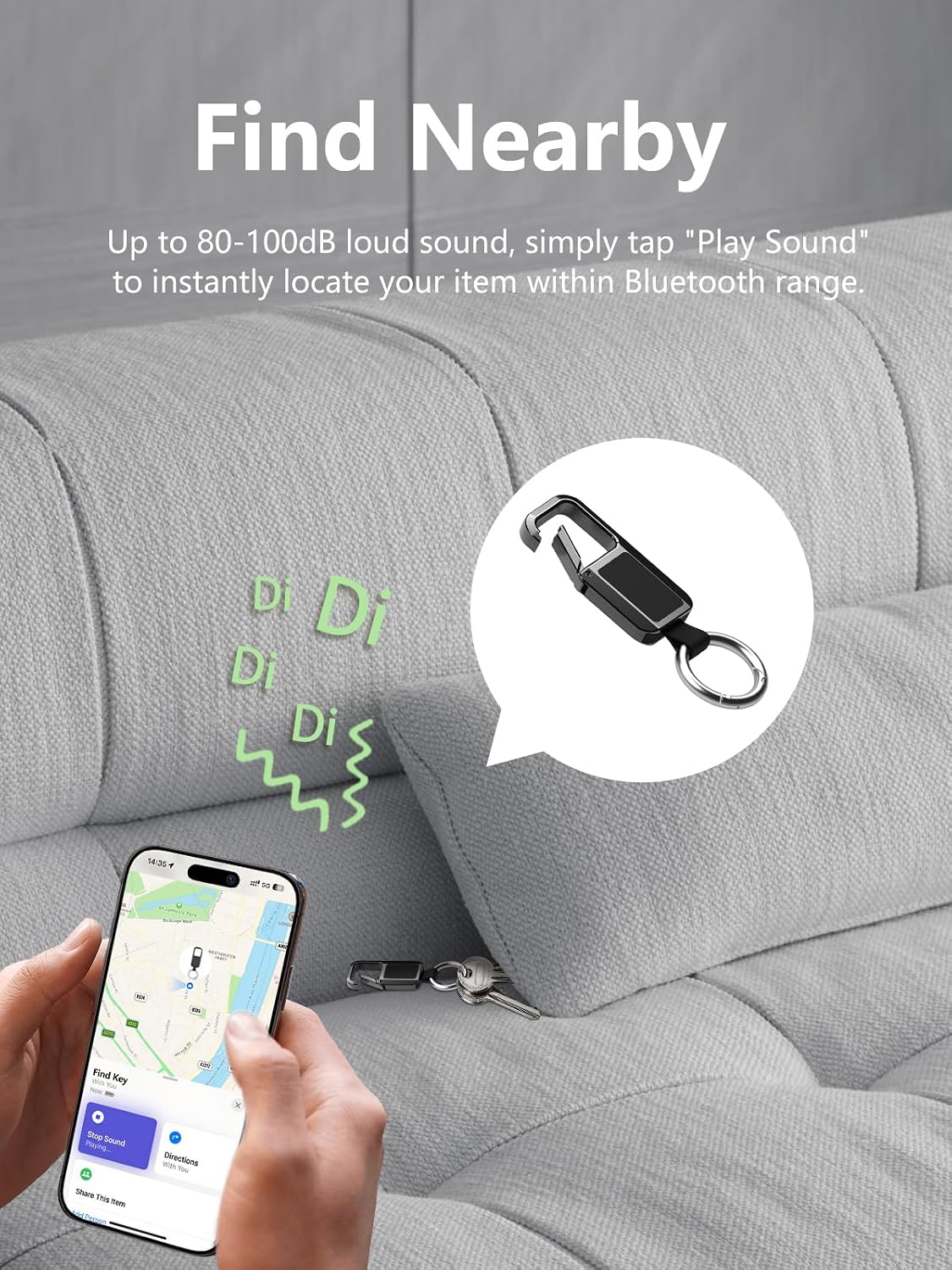 Keychain Tracker Works with Apple Find My (iOS Only), Key Chain Tracker Tag Heavy Duty Car Keychain for Men, llaveros para Hombres Carabiner Key Chain Anti-Lost Key Finder