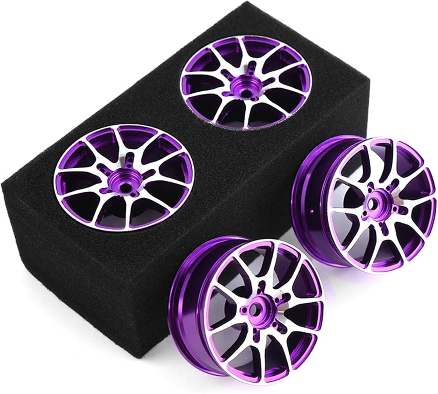 1/10 RC On Road Drift Wheels Rims Hex 12mm Metal Rally Racing Hubs for 1:10 Scale Touring Street Car Tires Tyres Tamiya TT01 TT02 HSP 2S 3S Brushless HPI KYOSHO XV02 XV01 4PCS (Purple)