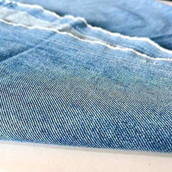 Light Blue Stonewashed Softened Denim Fabric, 100% Cotton, 10 Ounce Heavy Denim, Cotton Fabric by The Yard (150 cm,1.5 Meters,or 1.64 Yards)