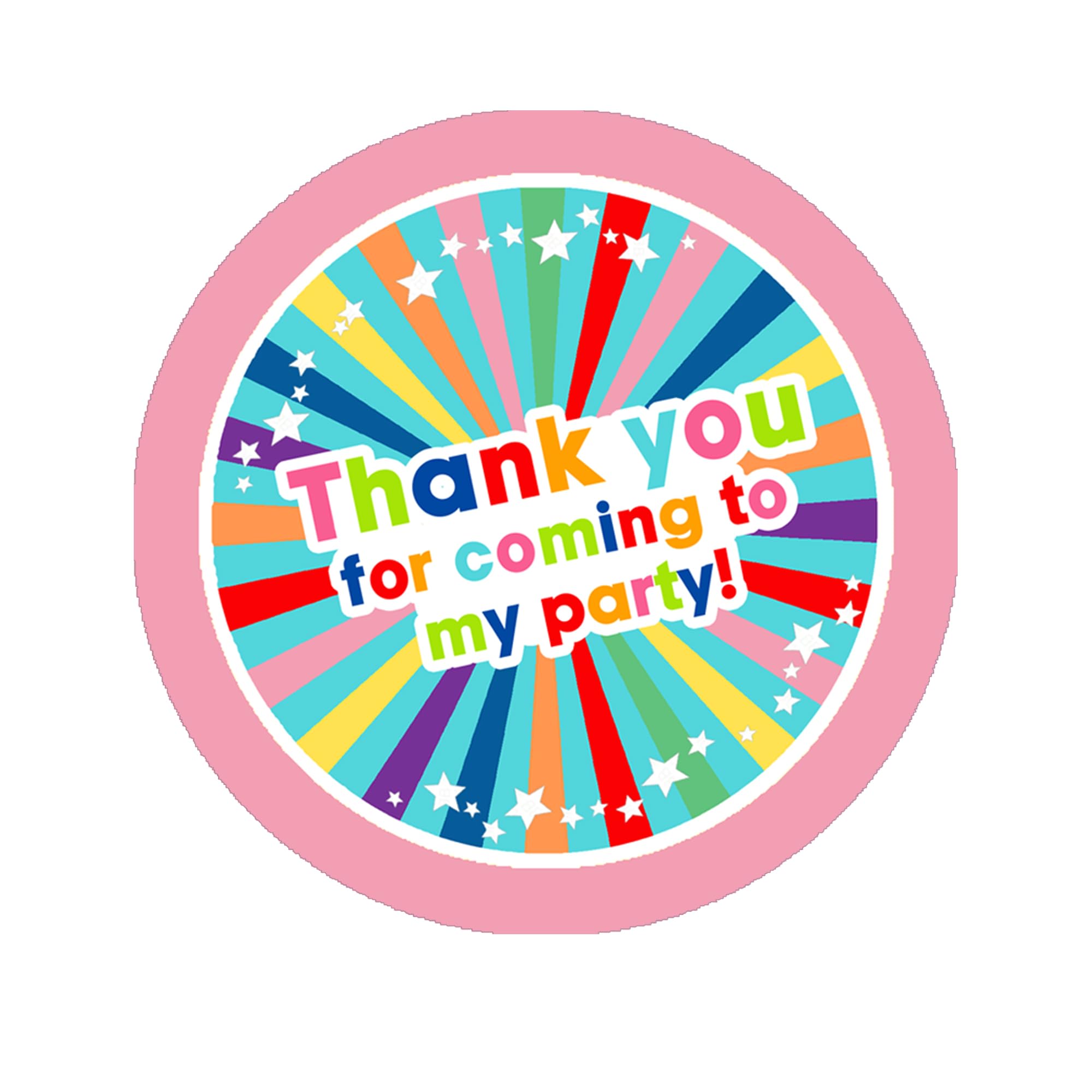 Birthday Thank You Stickers Thank You for Coming to My Party Stickers for Sweet Cone Bags Favours Bright Fun - Pink