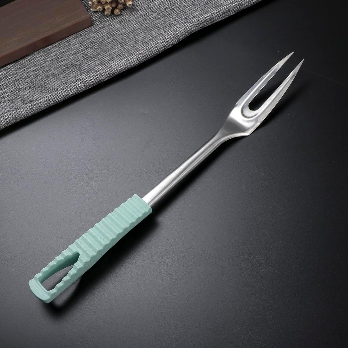 Meat Fork with Brushed Handle Stainless Steel for Kitchen Serving