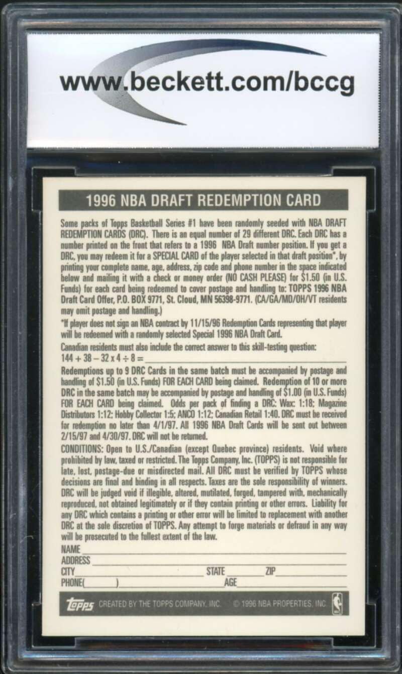 Amazon.com: 1996-97 Topps Draft Unredeemed Redemption #13 Kobe