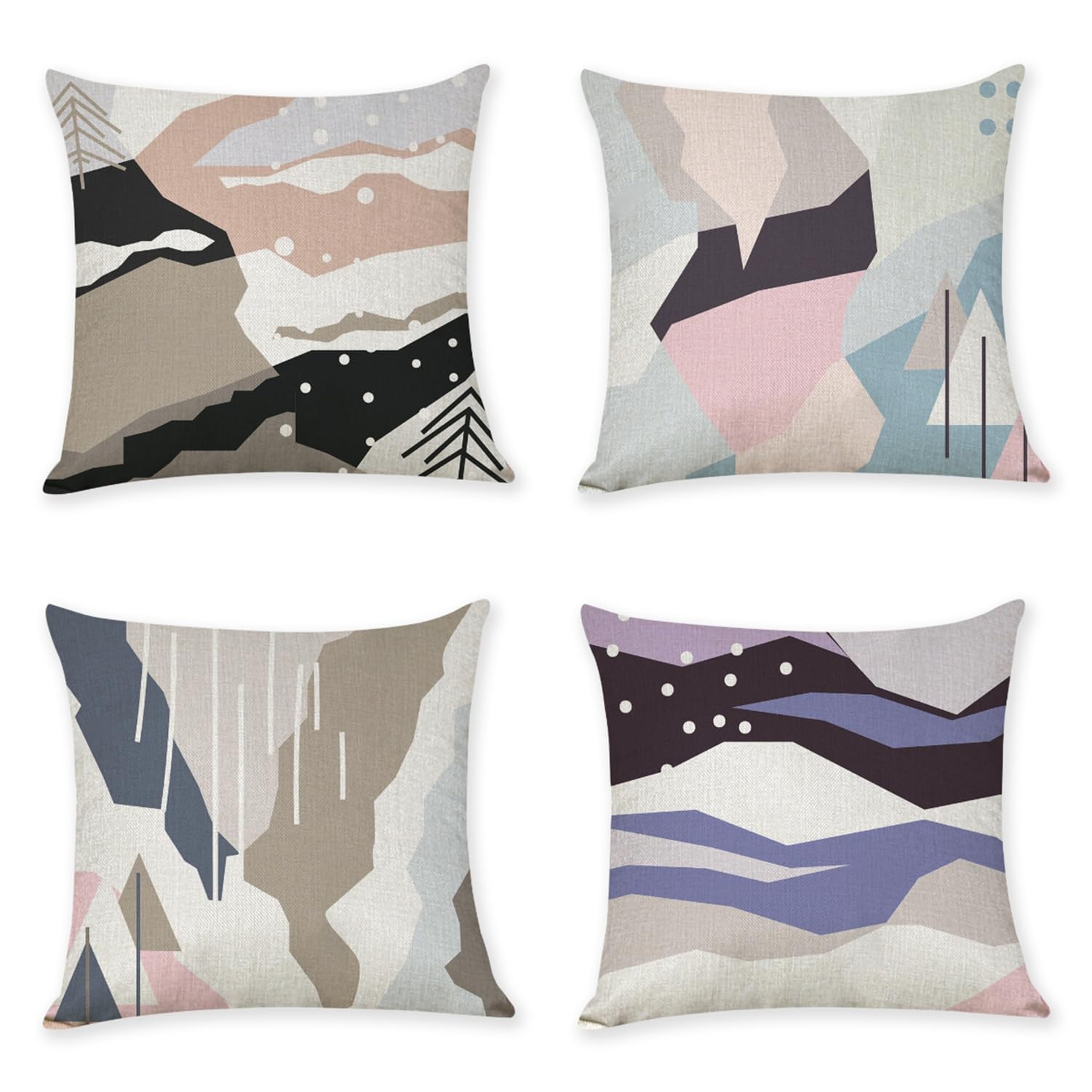 Lot De 4 Housses De Coussin 30x30 Cm Imperméables - Double Face, Velours Ou Lin - Pour Intérieur Et Extérieur (balcon, Jardin, Canapé) - 3