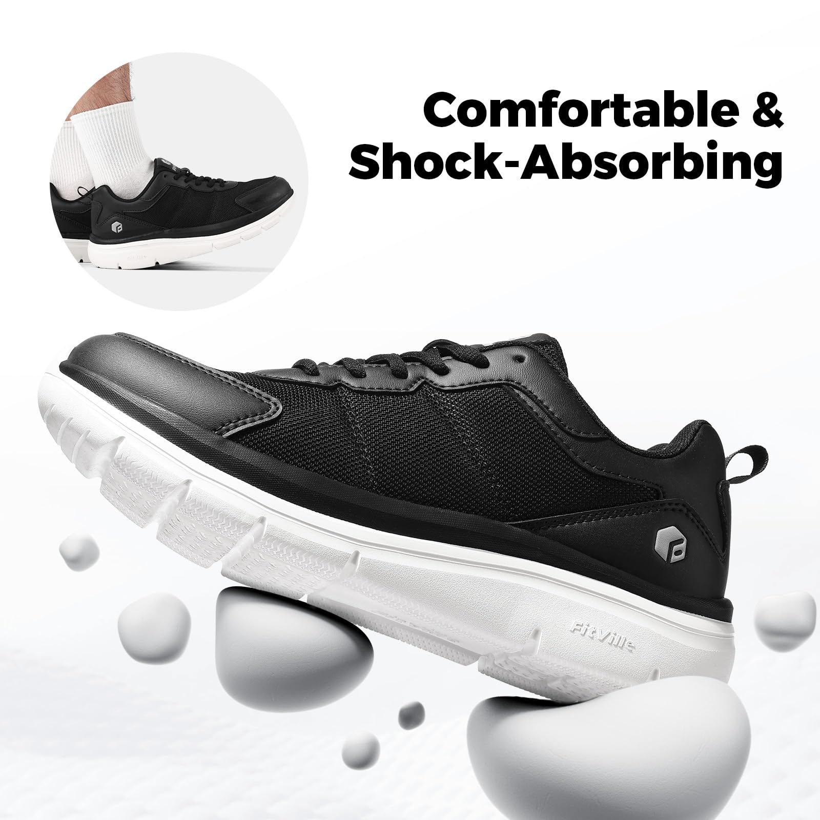 FitVille Scarpe Uomo Pianta Larga Comode Camminata Sneakers Casual Leggere Ginnastica Traspirante Scarpe per Piedi Gonfi
