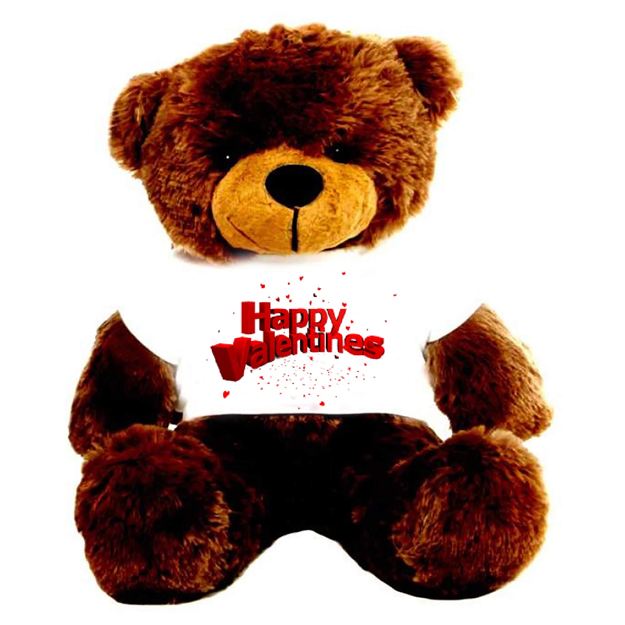 HUG 'n' FEEL SOFT TOYS Soft Toys Big Teddy Bear Wearing Happy Valentine Day T-Shirt 6 feet Chocolate Brown_T Shirt_Happy Valentine Day_New Plush & Stuffed Toys