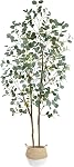 Warmplants Artificial Eucalyptus Tree, 7ft Tall Silk Leaves Fake Plant with Basket for Outdoor Indoor, 83'' Faux Eucalyptus Trees for Home Office Livingroom Floor Décor