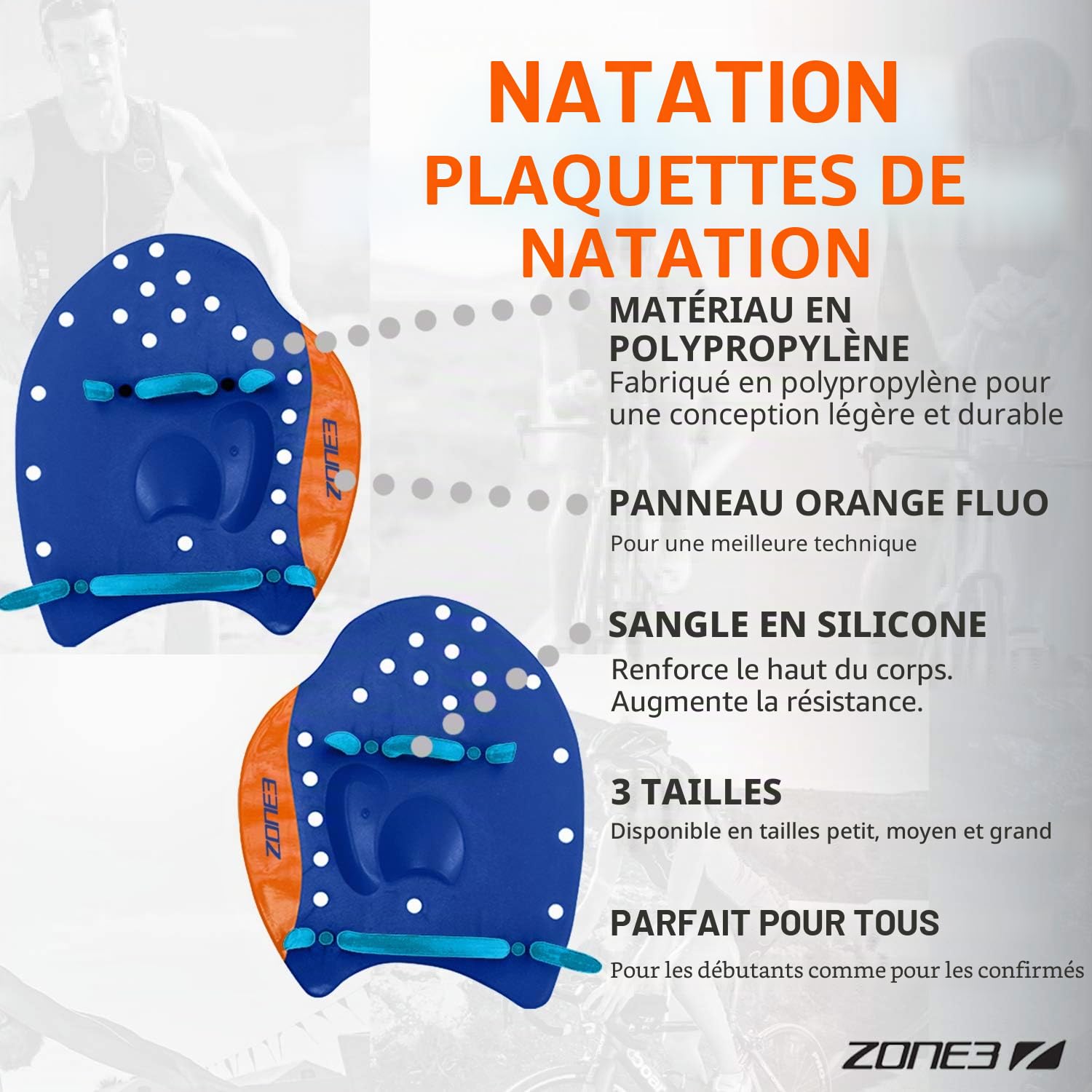 ZONE3 Power Stroke Paddle de Natation