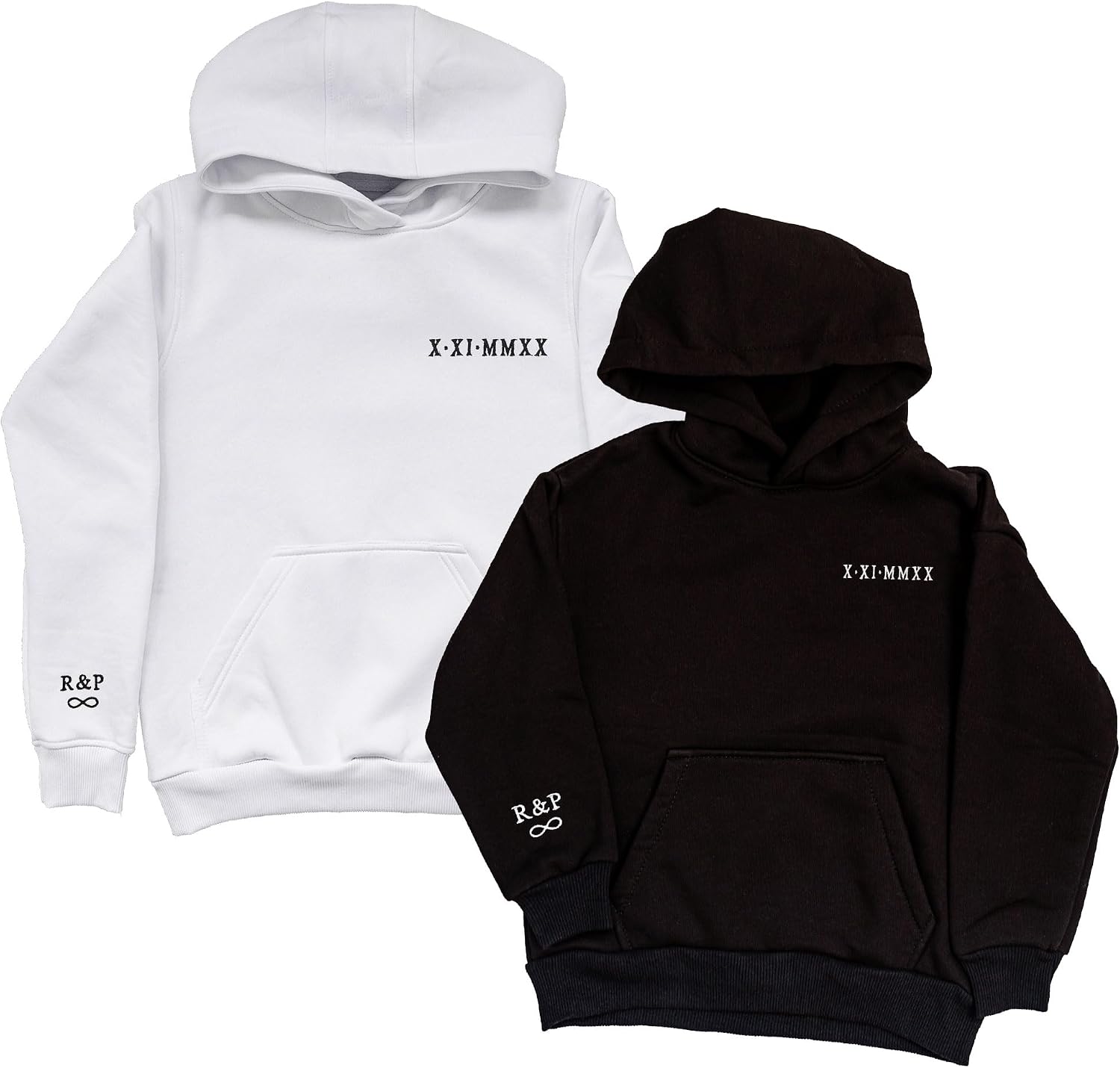 GodLover Custom Embroidered Roman Numeral Hoodies - Matching Hoodies for Couples with Initial Heart, Gifts for Boyfriend