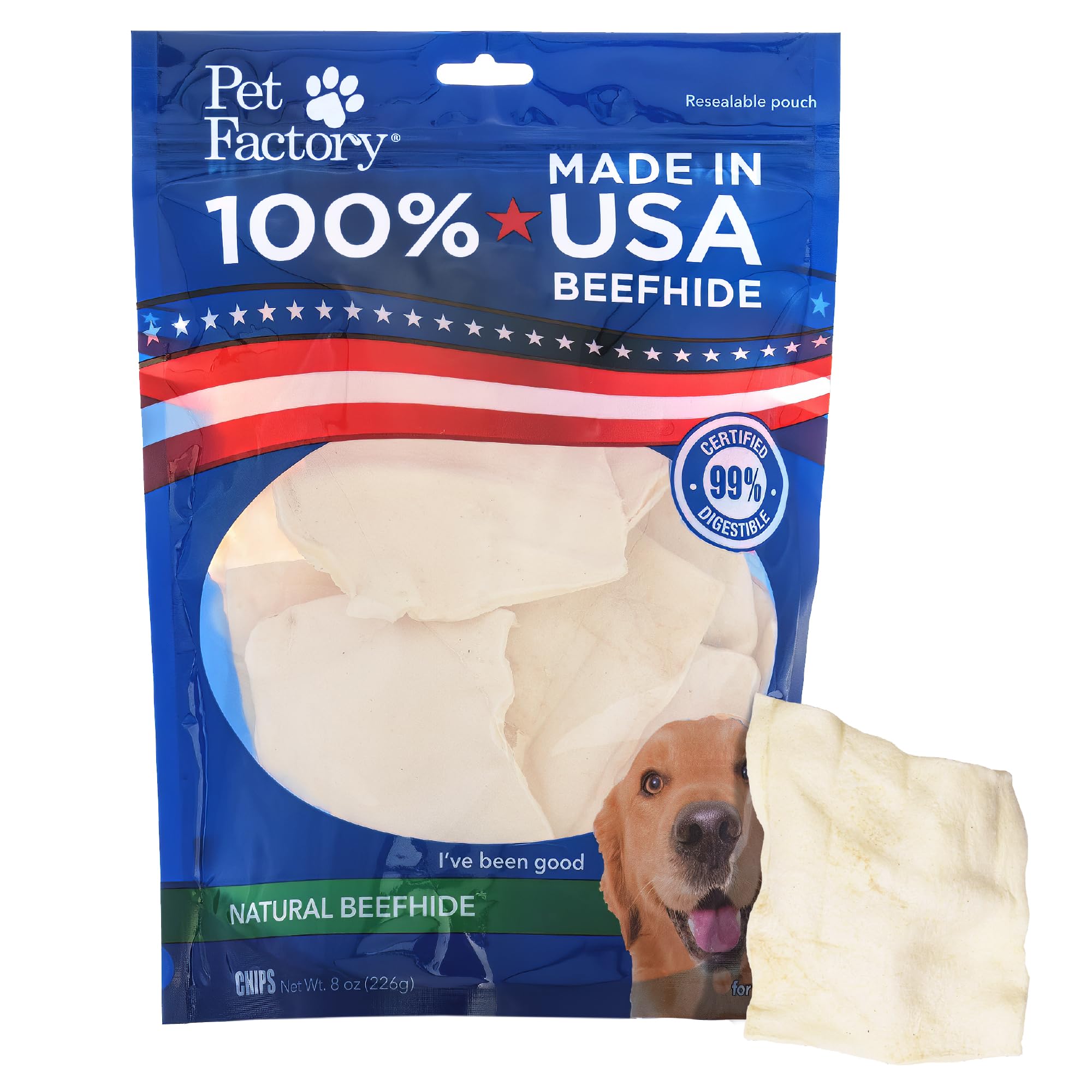 Pet Factory 100% USA Made Beefhide 8in Rolls Dog Dental Chews - Thick Rawhide Dental Chews for Dogs, Promotes Healthy Teeth & Gums, 99% Digestible - 8