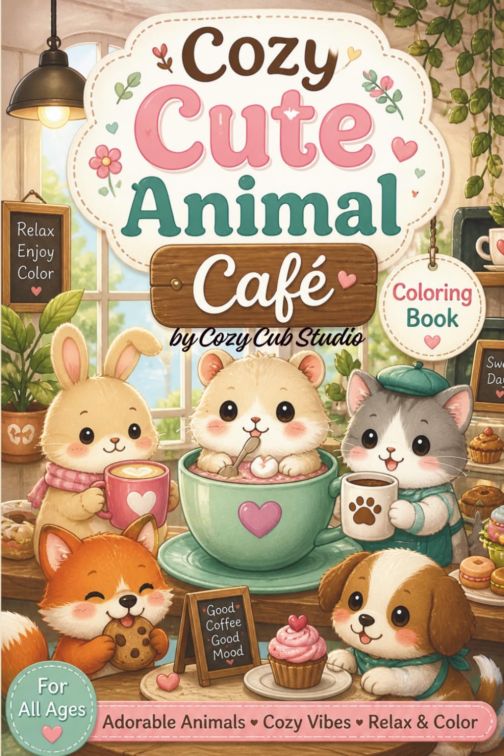 Cozy Cute Animal Café: Coloring Book