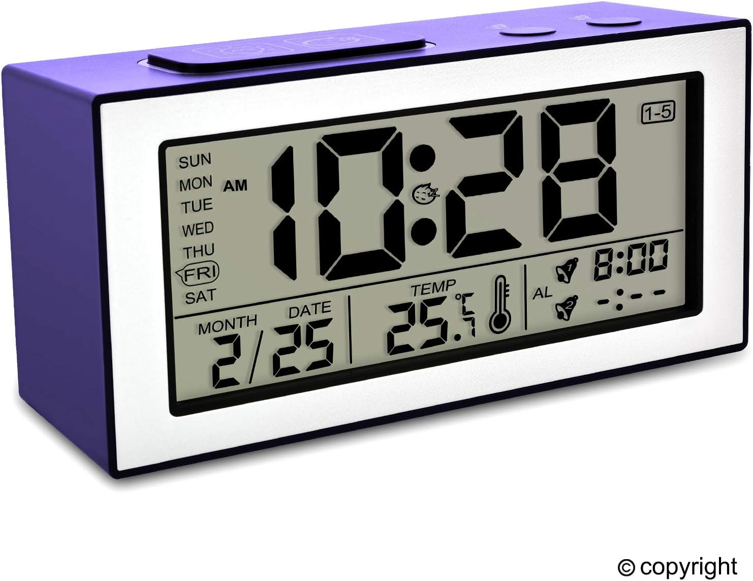 Neucox Digital Alarm Clock, Silent Alarm Clocks Bedside Non Ticking Battery Operated Simple