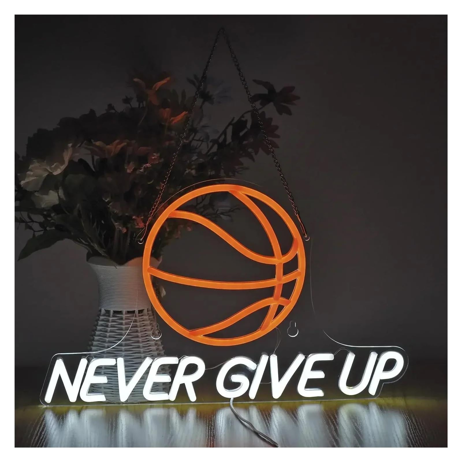 LEMST Sign Lamp Never GIVE UP Neon Signs, Light USB Powered Wall Decoration Sports Room, Game Room, Bar, Living Room 43.2cmх25.4cm
