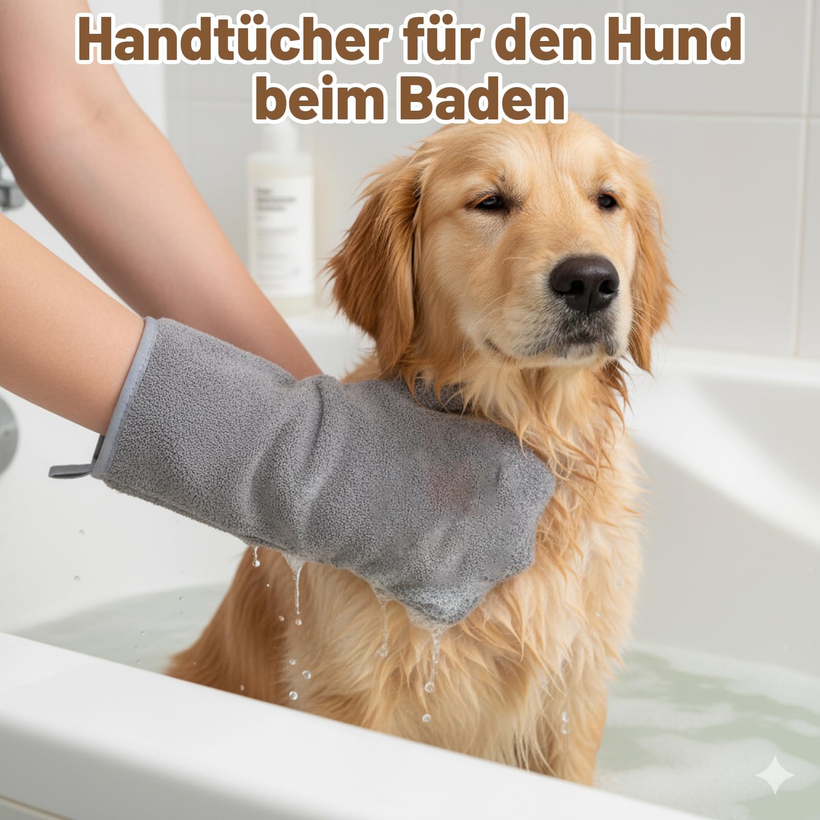 3-teiliges Bademantel Hund für Mittelgroße Hunde, Zweischichtig Verdickte Trockentücher für Hunde, Verstellbare Klettverschluss-Schrumpfriemen für Mittelgroße, Schnelltrocknendes Hundemantel für Bad