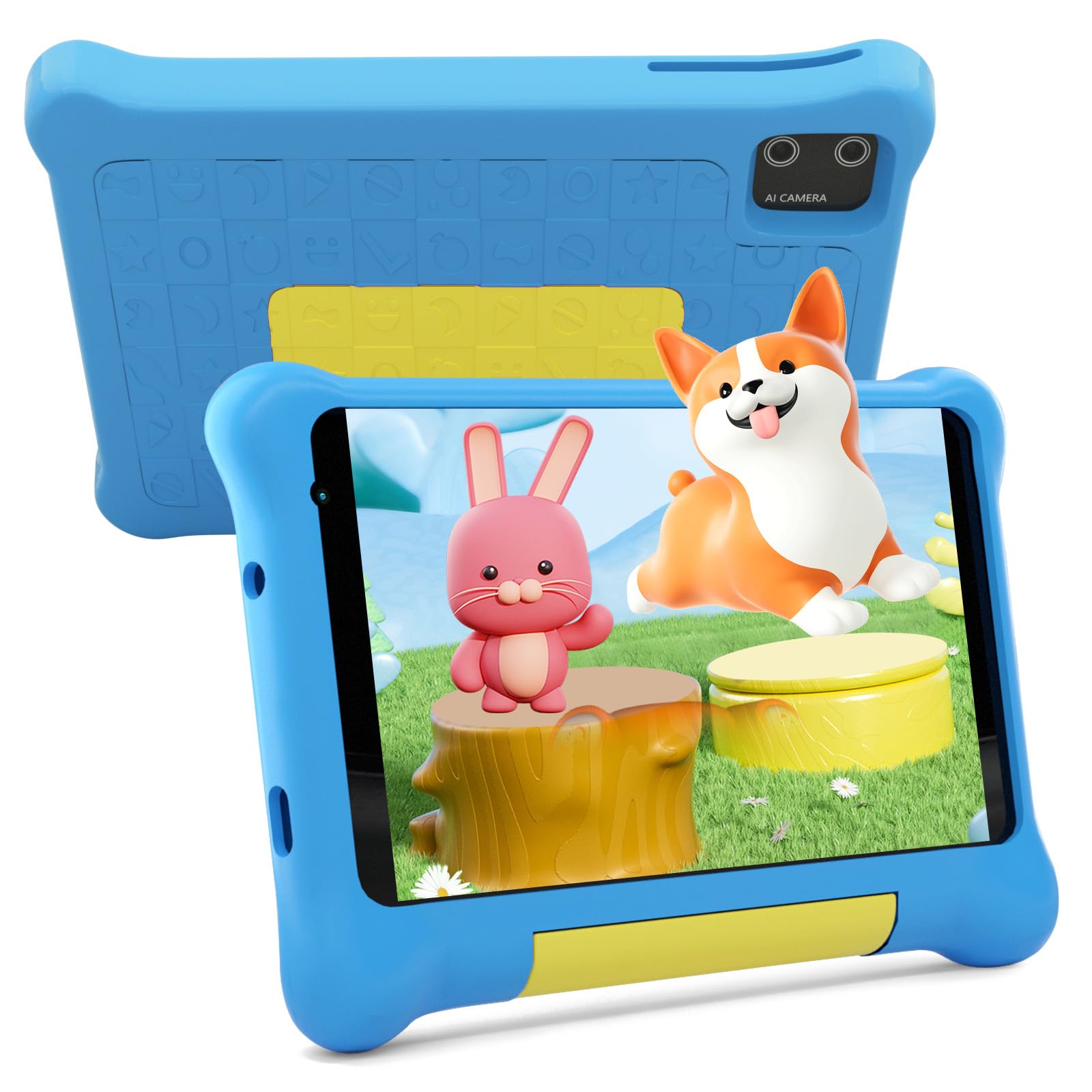 Ainmel Kids Tablet 7 inch, Android 15 Tablets for kid, 24GB RAM+1TB Expand, Parental Control, Kids Software Pre-Installed, Dual Camera, Android Learning Tablet with Proof Case (Blue)