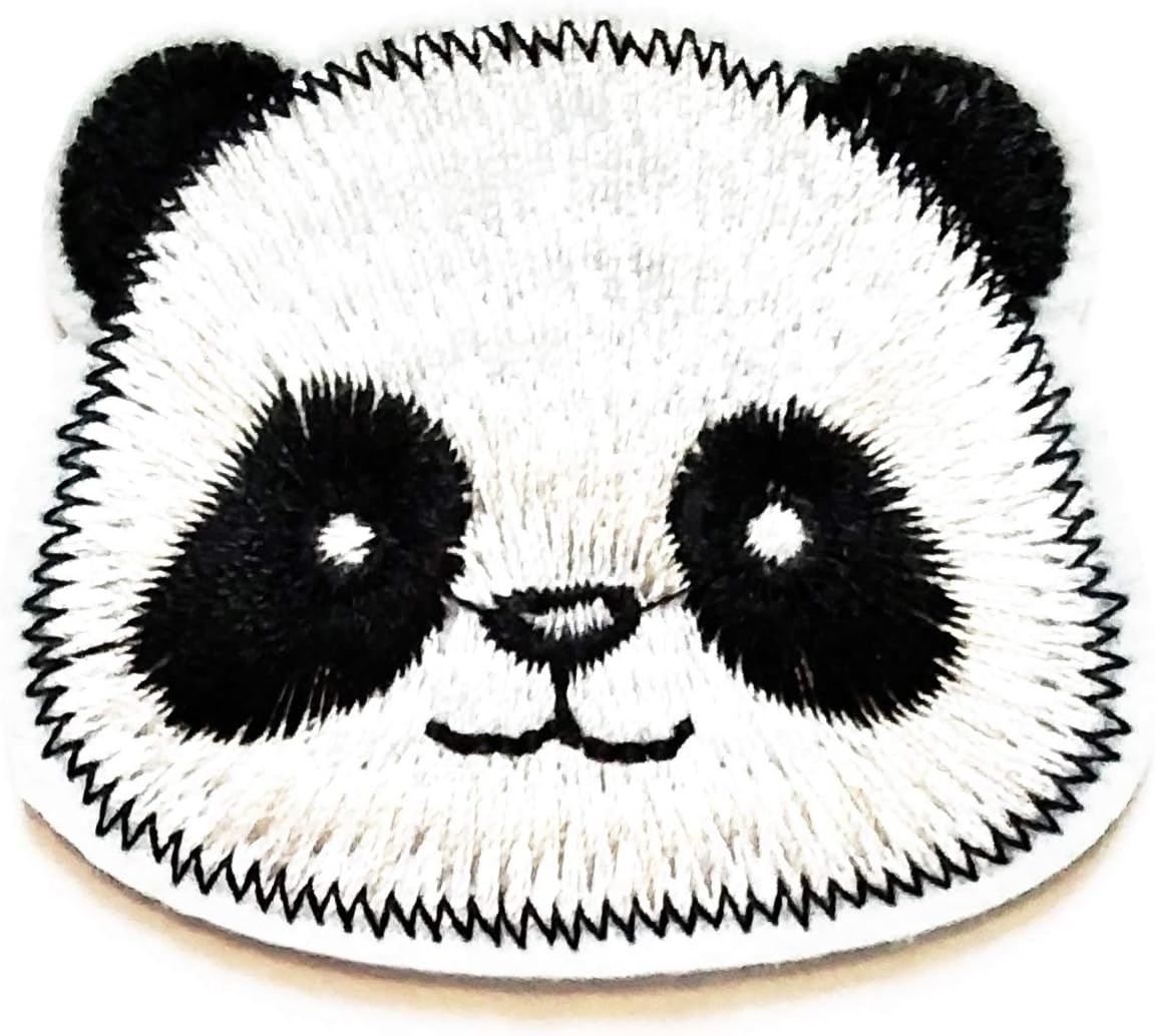 Nipitshop Patches Cute Head Chinese Panda Animal Cartoon Kids Patch Embroidered Iron On Patch for Clothes Backpacks T-Shirt Jeans Skirt Vests Scarf Hat Bag