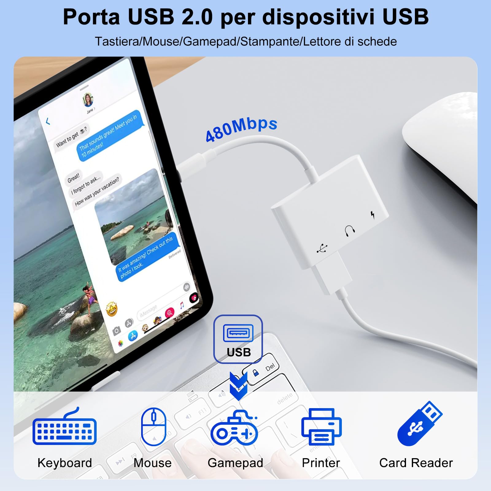 Adattatore USB C Jack 3.5 mm 60W OTG Splitter Audio Tipo C a Aux per iPhone 17/16/15 Samsung Galaxy S25 Ultra A56 S24 S23 iPad Pro Air Pixel