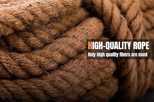 Miniatura 5 de Cuerda de Manila de 1 pulgada × 100 pies – Cuerdas náuticas para paisajes – yute natural torcido, cuerda de cáñamo decorativa grande. Gruesa