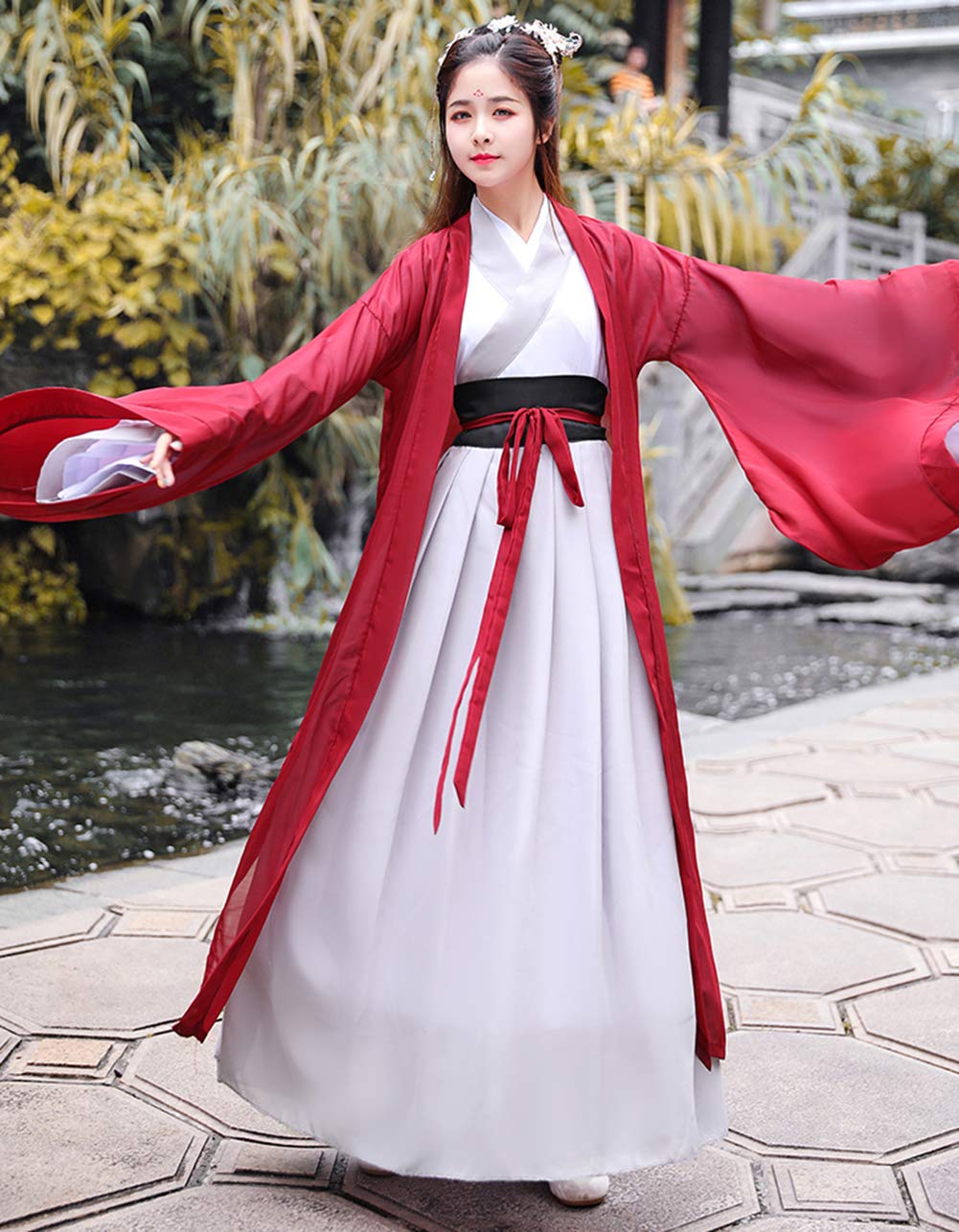 可愛い赤と白のチャイナドレス風コスプレ衣装 Amazon.co.jp: レディース 中国風 漢服 チャイナドレス セットアップ