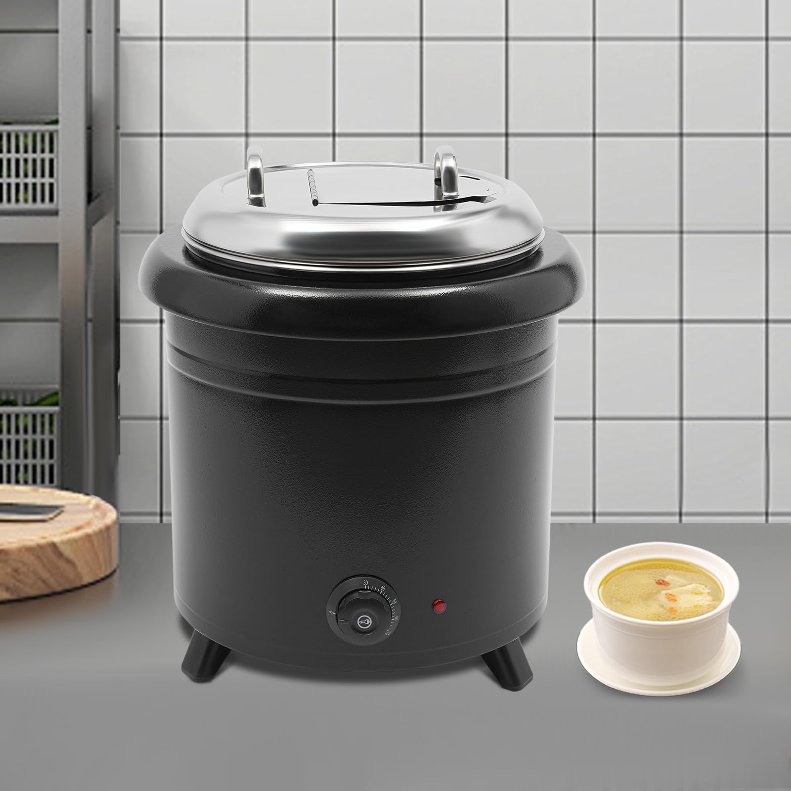 Calentador eléctrico de sopa de 13 l, 400 W, olla eléctrica con olla interior extraíble y tapa ajustable 30-85 °C, eléctrico, profesional, para bufés, cantinas, cafeterías