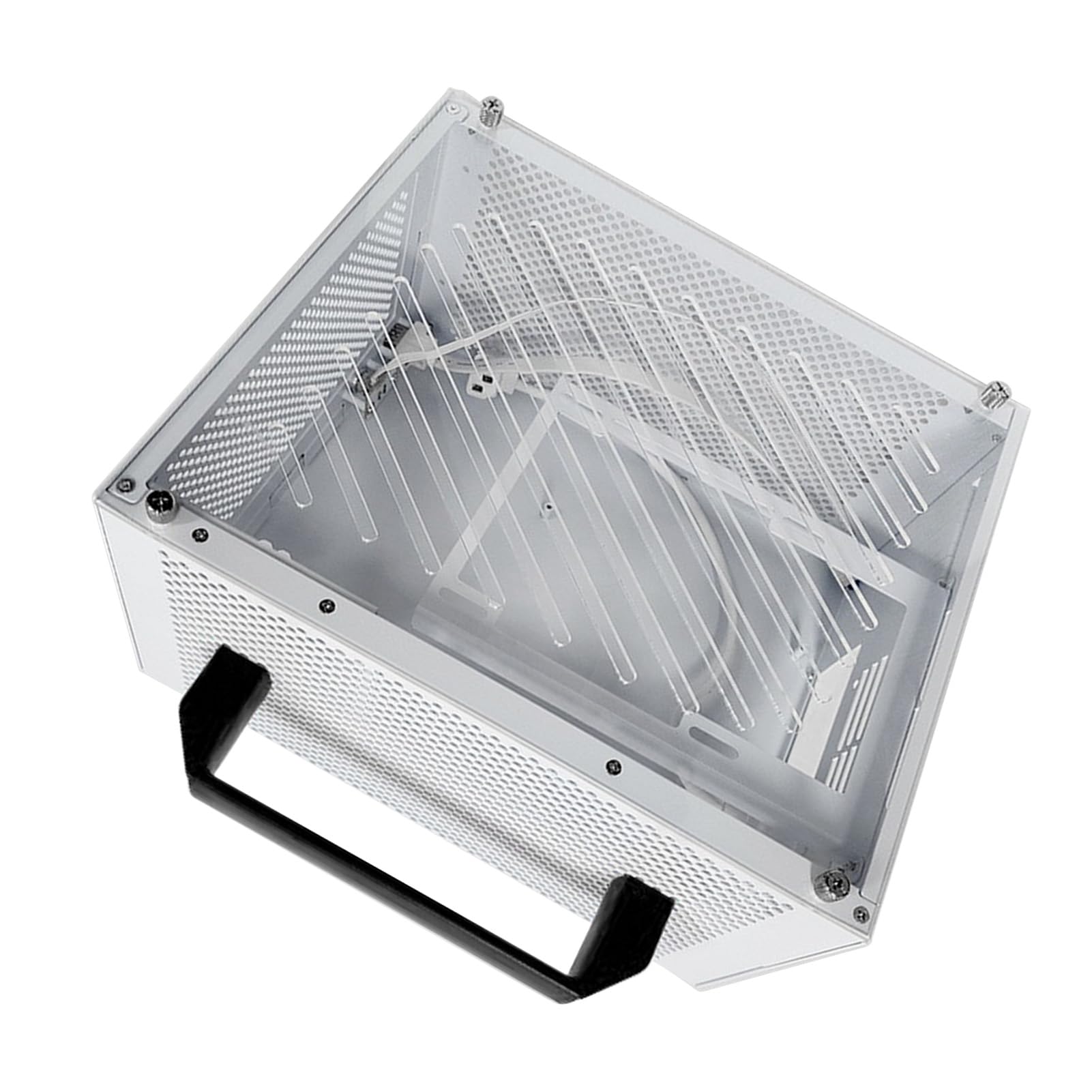 Generic Generic Kompaktowa, Trwała Obudowa Komputera ITX z Długim Procesorem Graficznym 280 Mm, Wolna przestrzeń Montażowa do Gier i Pracy, Panel Akrylowy, Idealna do Płyty Głównej MATX ITX, Czarna