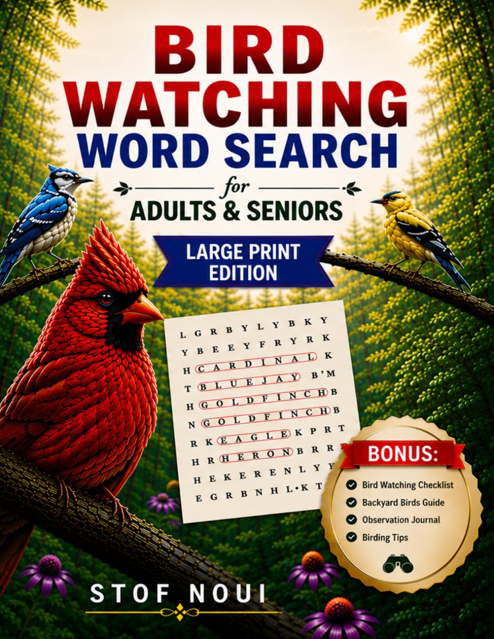 Bird Watching Word Search for Adults & Seniors: Large Print Puzzle Book Featuring Backyard Birds, Songbirds, Birds of Prey, Water Birds and Birding Adventures