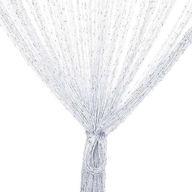 Vidillo zaslona nitkowa, zaslona nitkowa, blyszczaca, biala, 100 x 200 cm, zaslona scienna, dekoracja wystawowa, dekoracyjna zaslona, scianka dzialowa, ochrona przed owadami, na wesele, do kawiarni, restauracji, bialy, 100 cm x 200 cm
