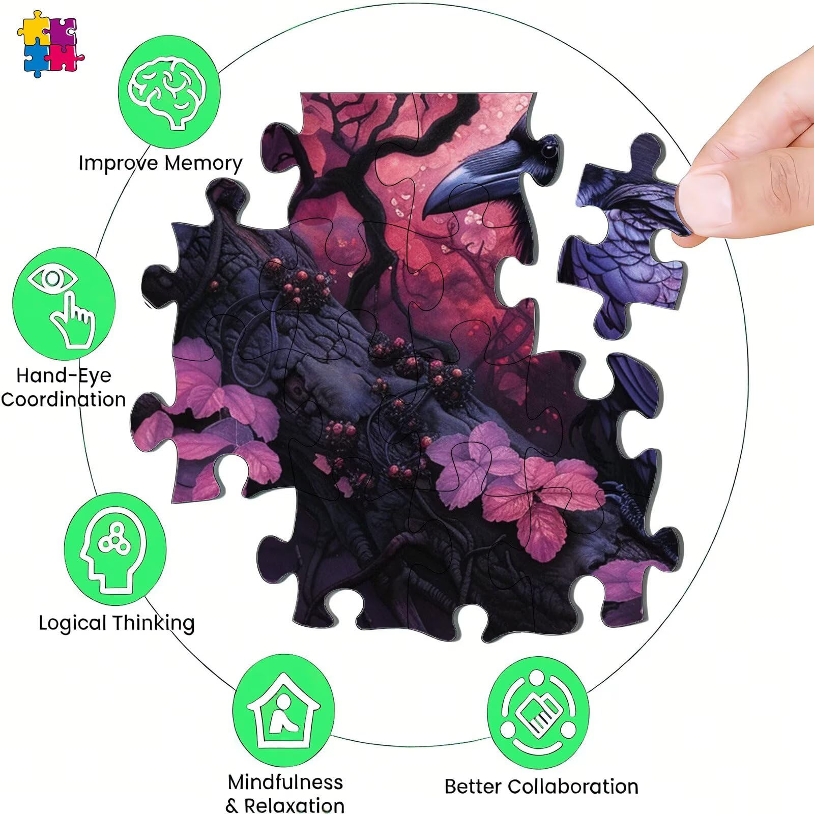 Puzzle Kruk Kwiat Wzór | Z wykwintnym pudełkiem do pakowania | Puzzle 5000 sztuk | Elementy idealnie pasują | Tył litery | Puzzle dla dorosłych cała rodzina s7h-559