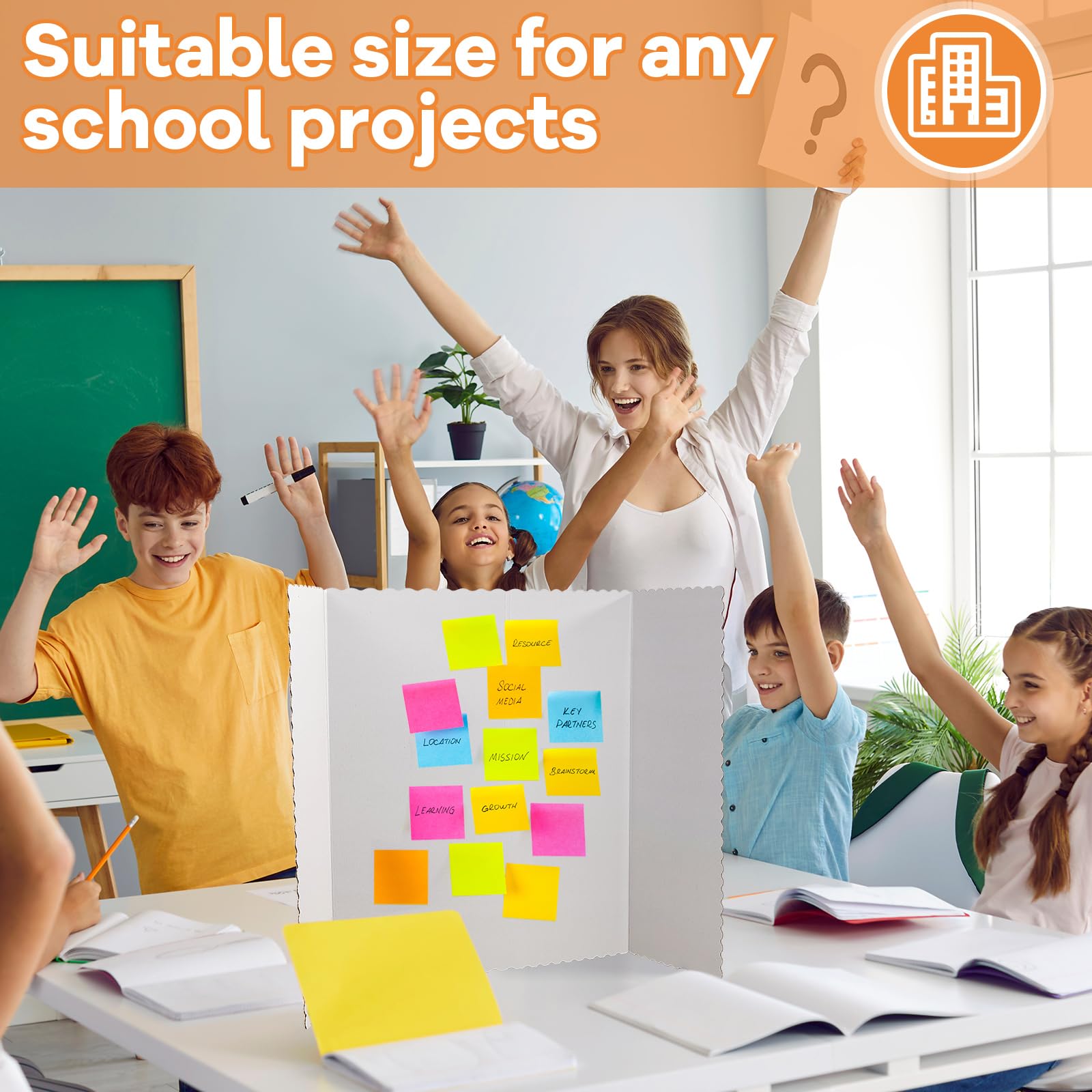 Henoyso 8 Stück 55,9 x 96,5 cm weiße dreifach gefaltete Postertafel, groß, dreifach gefaltete Präsentation, weiße Anzeigetafel, faltbarer Karton für Wissenschaft, Messe, Schule, Geschäft, Ausstellung
